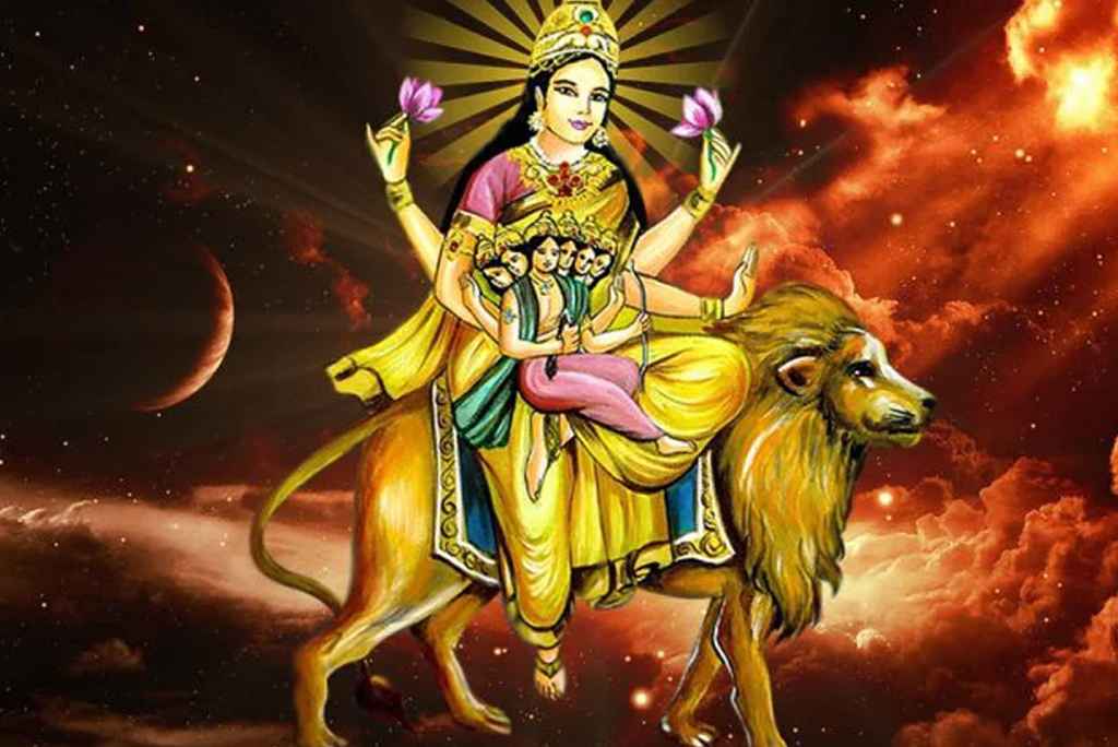 बडा दशैंः नवदूर्गामध्येकी पाँचौं देवी स्कन्दमाताको पुजा गरिदै