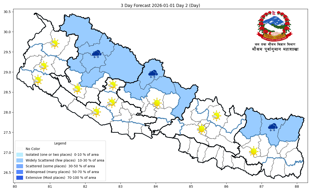 माैसमः तराईमा हुस्सु/कुहिरो, पहाड तथा हिमालमा बादल