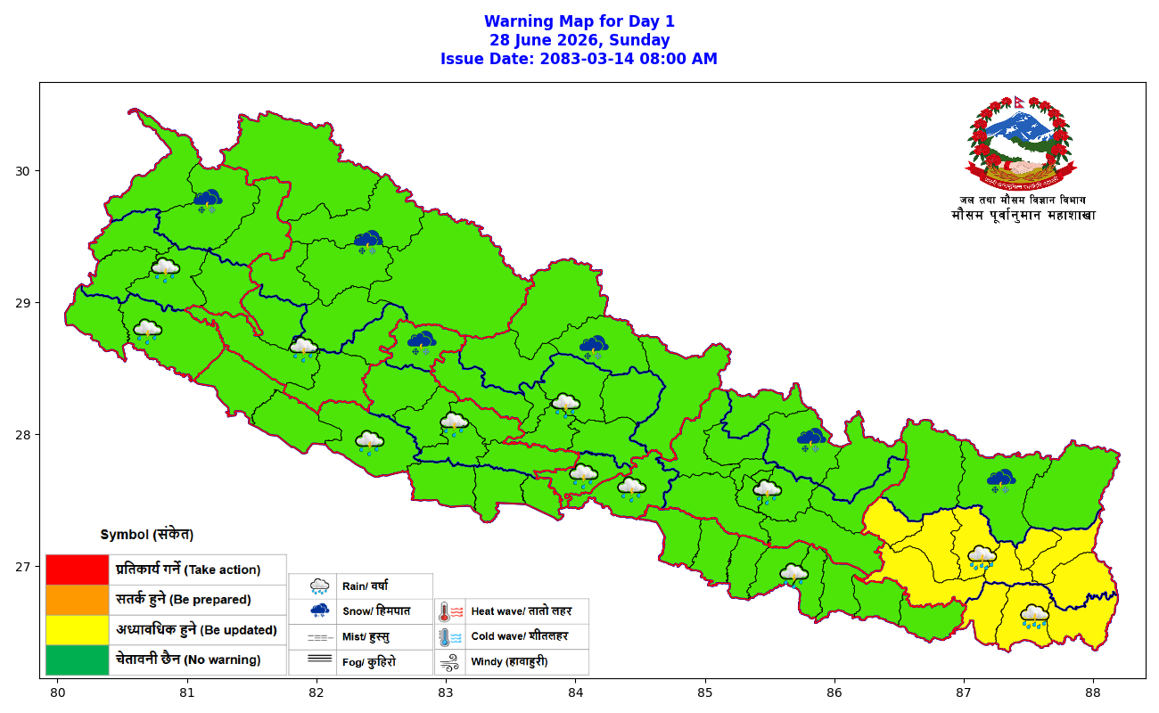 मनसुनी गतिविधि बढ्दै, मंगलबार र बुधबार केही स्थानमा भारी वर्षा हुने संभावना
